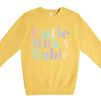 Cutie With A Tubie Feeding Tube Gift Premium Crewneck Sweatshirt