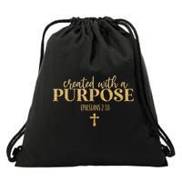 Created With A Purpose, Christian, Bible Verse, Jesus Drawstring Bag