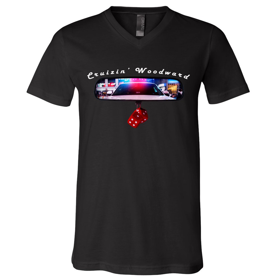 Cruizin' Woodward Ave M1 Priceless Funny Police Front & Back V-Neck T-Shirt
