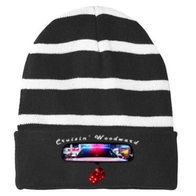 Cruizin' Woodward Ave M1 Priceless Funny Police Front & Back Striped Beanie with Solid Band