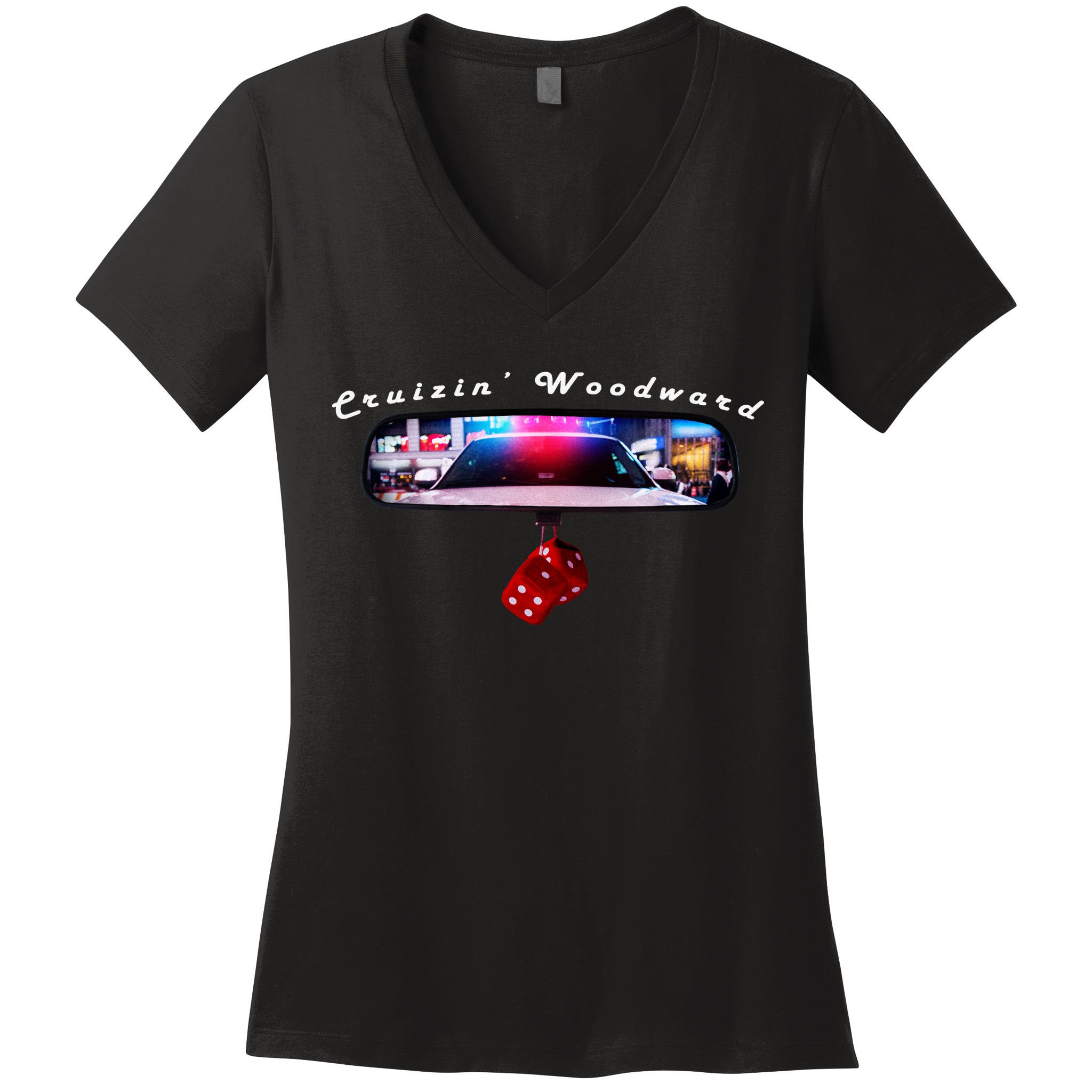 Cruizin' Woodward Ave M1 Priceless Funny Police Front & Back Women's V-Neck T-Shirt
