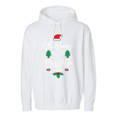 Christmas Wishes And Mistletoe Garment-Dyed Fleece Hoodie