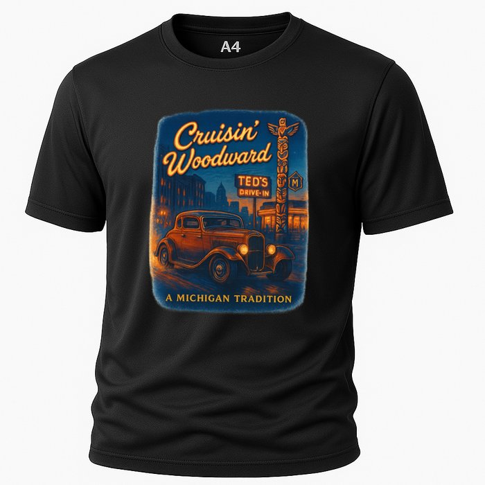 Crusin' Woodwaard A Michigan Tradition Totem Pole Teds Cooling Performance Crew T-Shirt