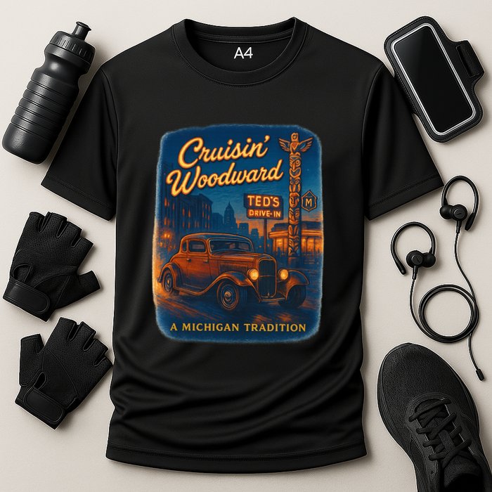 Crusin' Woodwaard A Michigan Tradition Totem Pole Teds Cooling Performance Crew T-Shirt