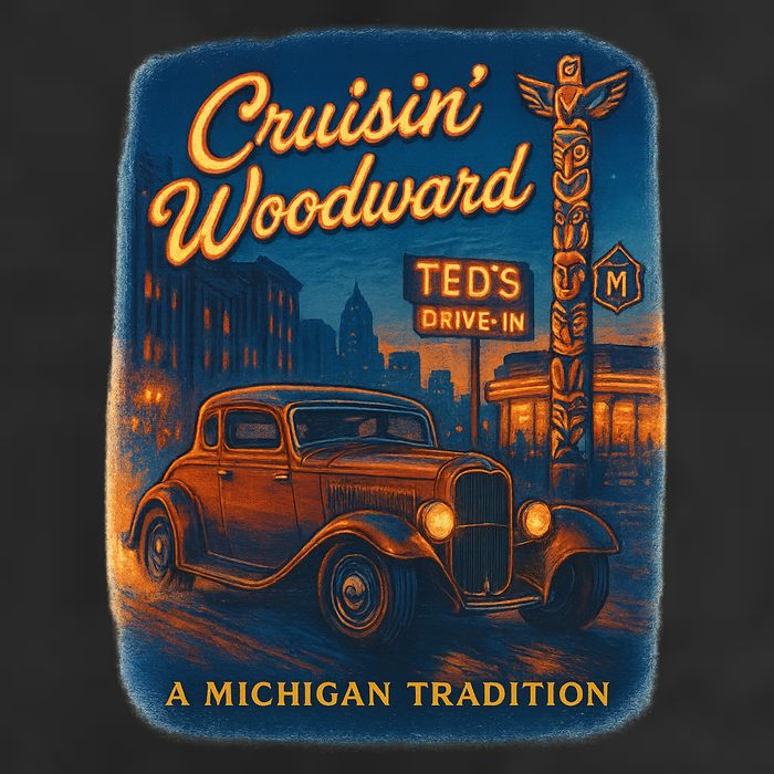 Crusin' Woodwaard A Michigan Tradition Totem Pole Teds Adult Drive Performance Visor