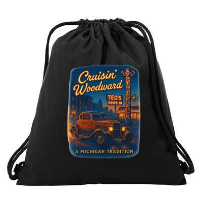 Crusin' Woodwaard A Michigan Tradition Totem Pole Teds Drawstring Bag