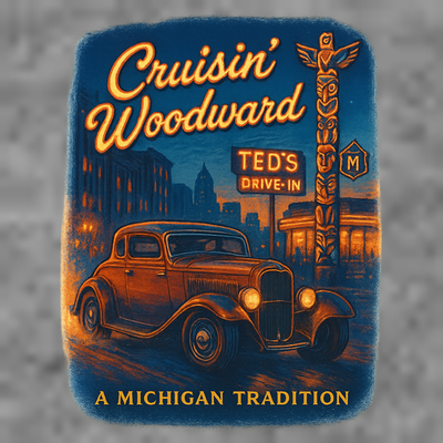 Crusin' Woodwaard A Michigan Tradition Totem Pole Teds T-Shirt