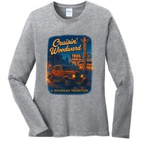 Crusin' Woodwaard A Michigan Tradition Totem Pole Teds Ladies Long Sleeve Shirt