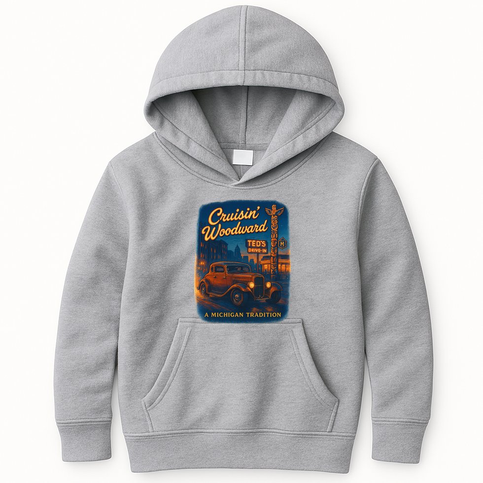 Crusin' Woodwaard A Michigan Tradition Totem Pole Teds Kids Hoodie