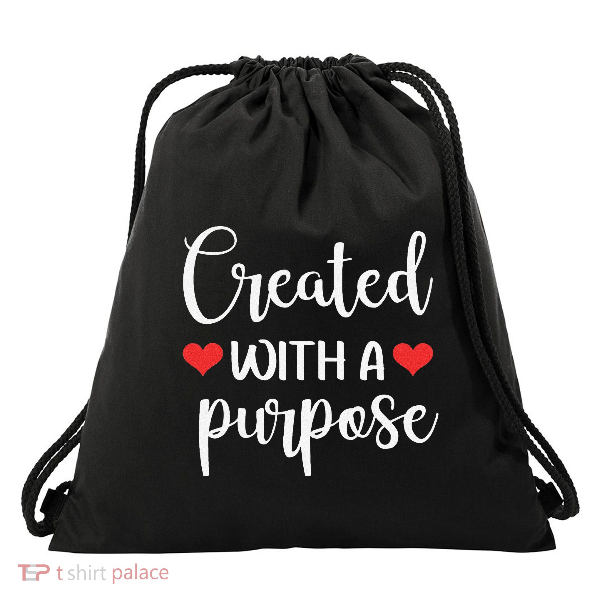 Created With A Purpose God Faith Jesus Drawstring Bag
