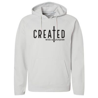 Created With A Purpose Jesus God Christian Faith Easter Day Performance Fleece Hoodie