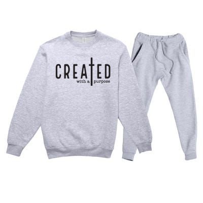 Created With A Purpose Jesus God Christian Faith Easter Day Premium Crewneck Sweatsuit Set