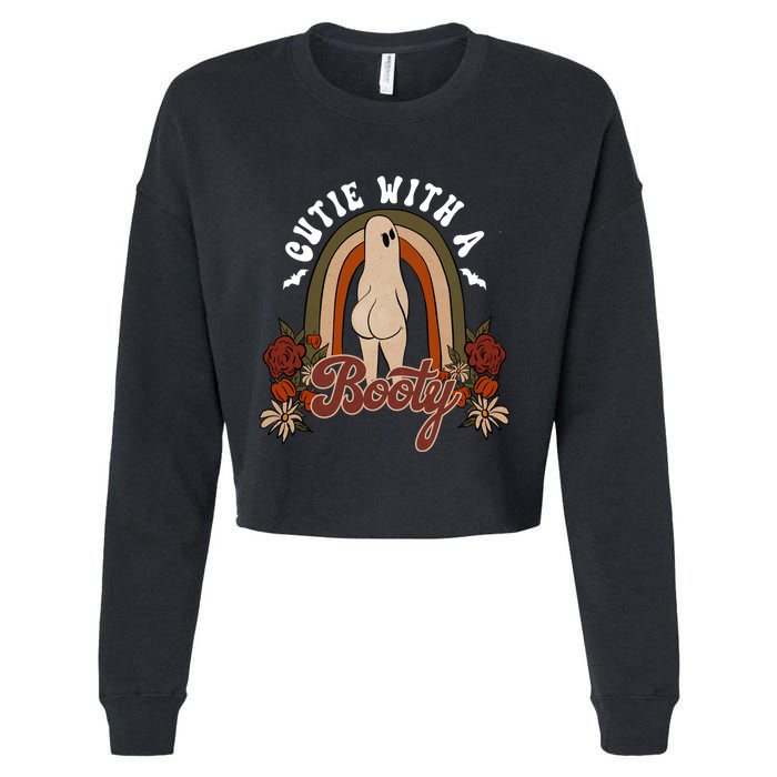 Cutie With A Booty Funny Halloween Fall Cropped Pullover Crew