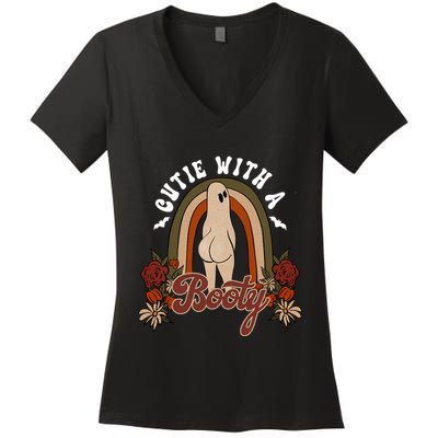 Cutie With A Booty Funny Halloween Fall Women's V-Neck T-Shirt