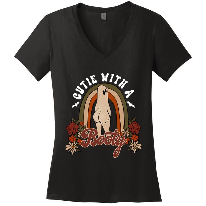 Cutie With A Booty Funny Halloween Fall Women's V-Neck T-Shirt