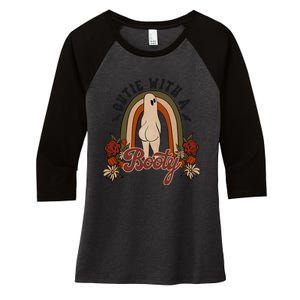 Cutie With A Booty Funny Halloween Fall Women's Tri-Blend 3/4-Sleeve Raglan Shirt