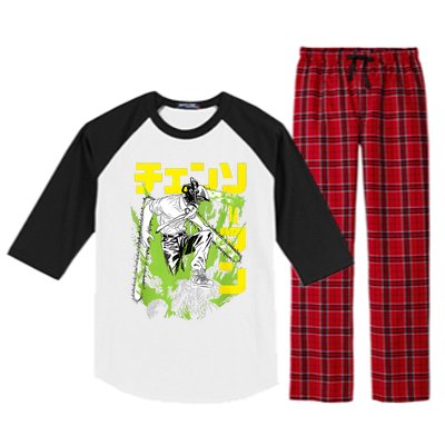 Chainsaw Warrior Anime Retro Vintage Raglan Sleeve Pajama Set