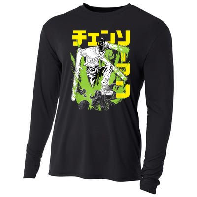 Chainsaw Warrior Anime Retro Vintage Cooling Performance Long Sleeve Crew