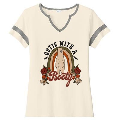 Cutie With A Booty Funny Halloween Ghost Ladies Halftime Notch Neck Tee