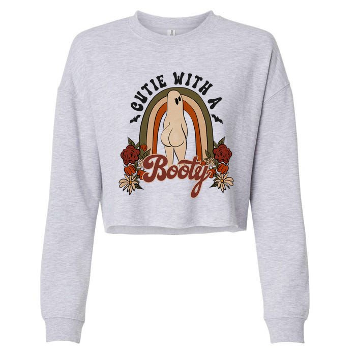 Cutie With A Booty Funny Halloween Ghost Cropped Pullover Crew