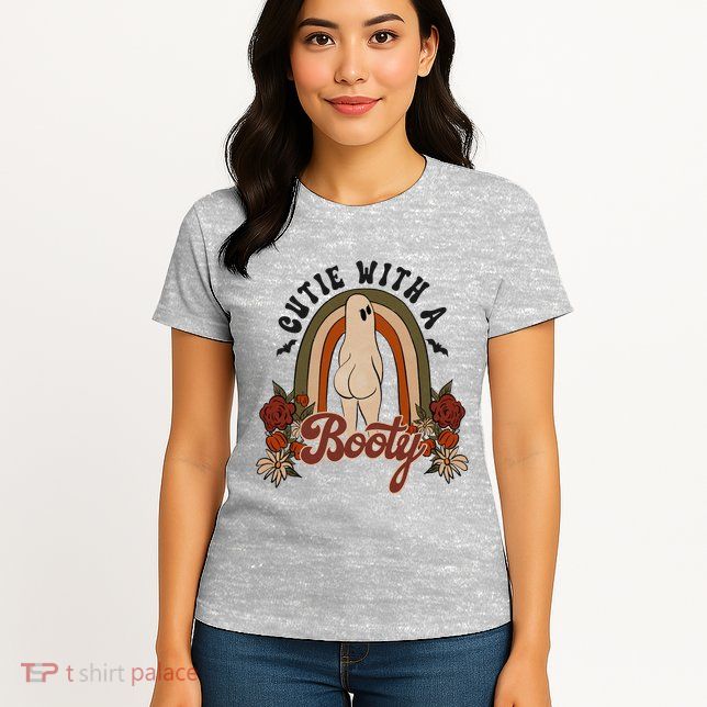 Cutie With A Booty Funny Halloween Ghost Womens T-Shirt