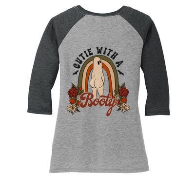 Cutie With A Booty Funny Halloween Ghost Women's Tri-Blend 3/4-Sleeve Raglan Shirt