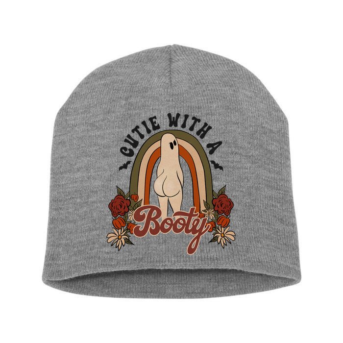Cutie With A Booty Funny Halloween Ghost Short Acrylic Beanie