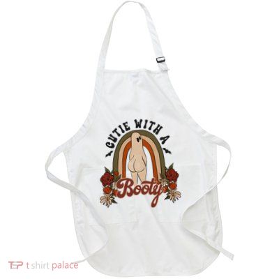 Cutie With A Booty Funny Halloween Ghost Full-Length Apron With Pockets