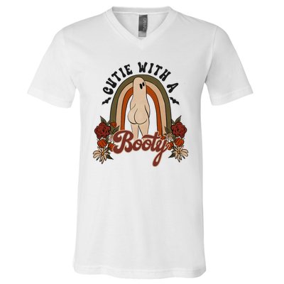 Cutie With A Booty Funny Halloween Ghost V-Neck T-Shirt