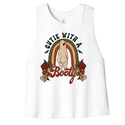 Cutie With A Booty Funny Halloween Ghost Women's Racerback Cropped Tank