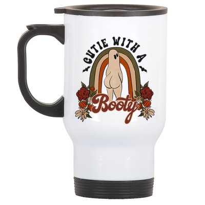 Cutie With A Booty Funny Halloween Ghost Stainless Steel Travel Mug