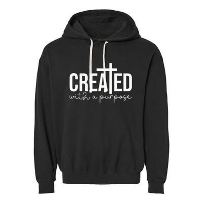 Created With A Purpose Christian Teacher Garment-Dyed Fleece Hoodie