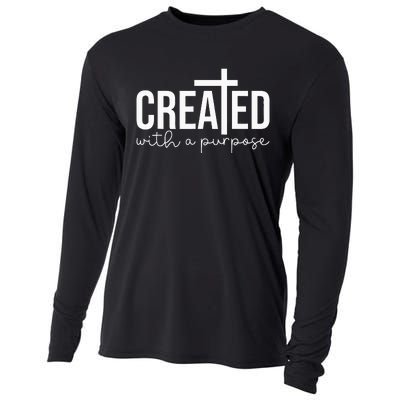 Created With A Purpose Christian Teacher Cooling Performance Long Sleeve Crew