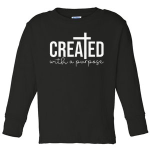 Created With A Purpose Christian Teacher Toddler Long Sleeve Shirt