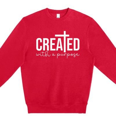 Created With A Purpose Christian Teacher Premium Crewneck Sweatshirt