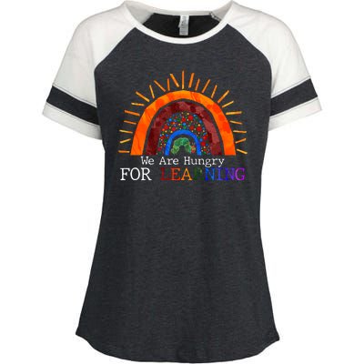 Cute We Are Hungry For Learning Back To School Enza Ladies Jersey Colorblock Tee