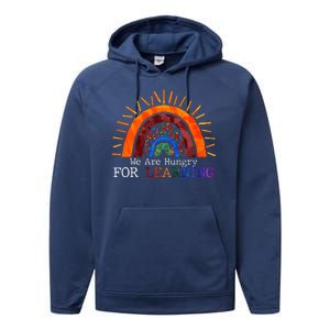 Cute We Are Hungry For Learning Back To School Performance Fleece Hoodie