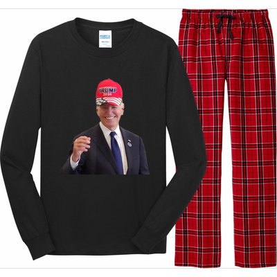 Cap Wear A Trump Hat Funny Joe Biden Dons Trump 2024 Gift Long Sleeve Pajama Set