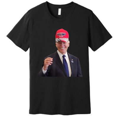 Cap Wear A Trump Hat Funny Joe Biden Dons Trump 2024 Gift Premium T-Shirt