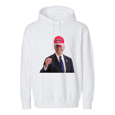 Cap Wear A Trump Hat Funny Joe Biden Dons Trump 2024 Gift Garment-Dyed Fleece Hoodie