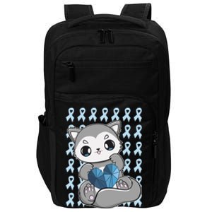 Cute Wolf And Blue Ribbon For Diabetes Awareness Gift Impact Tech Backpack