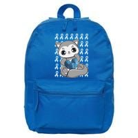 Cute Wolf And Blue Ribbon For Diabetes Awareness Gift 16 in Basic Backpack