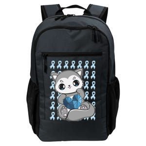 Cute Wolf And Blue Ribbon For Diabetes Awareness Gift Daily Commute Backpack