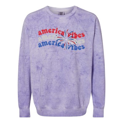 Cool Wavy America Vibes Fireworks Colorblast Crewneck Sweatshirt