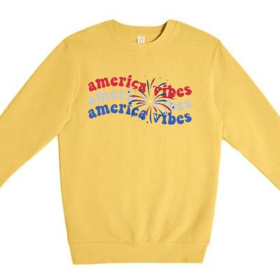 Cool Wavy America Vibes Fireworks Premium Crewneck Sweatshirt