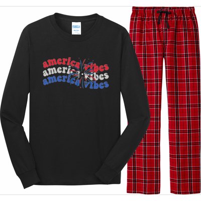 Cool Wavy America Vibes Fireworks Long Sleeve Pajama Set