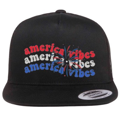 Cool Wavy America Vibes Fireworks Flatbill Hat