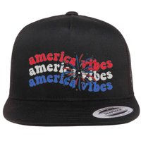 Cool Wavy America Vibes Fireworks Flat Bill Trucker Hat