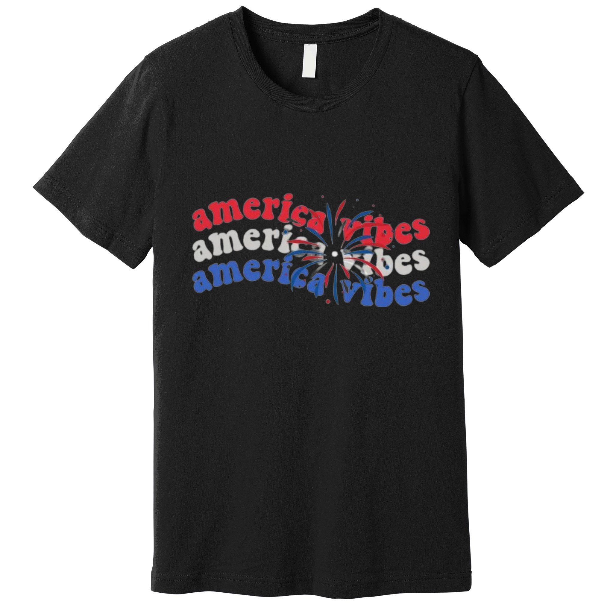 Cool Wavy America Vibes Fireworks Premium T-Shirt