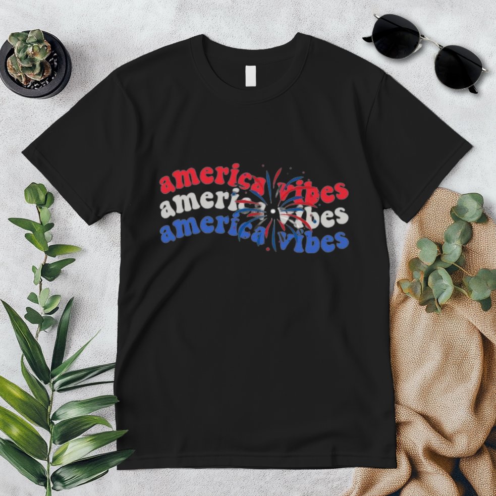 Cool Wavy America Vibes Fireworks Premium T-Shirt